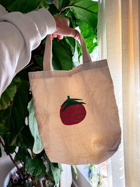 Tomato Canvas Tote Bag | Handmade | Cottagecore